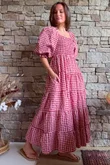 Nonni Gingham Darling Dress Sangria